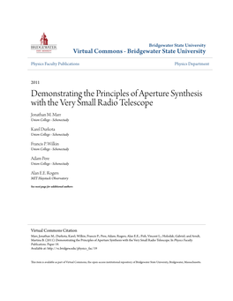 Demonstrating the Principles of Aperture Synthesis with the Very Small Radio Telescope Jonathan M
