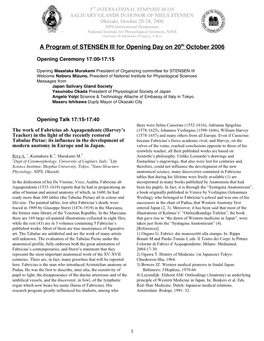 A Program of STENSEN III for Opening Day on 20Th October 2006