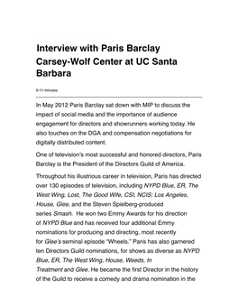 Paris Barclay Sat Down with MIP to Discuss the Impact of Social Media and the Importance of Audience Engagement for Directors and Showrunners Working Today