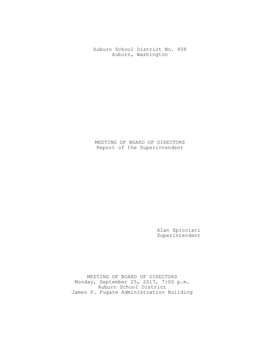 Auburn School District No. 408 Auburn, Washington MEETING OF