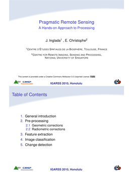 Pragmatic Remote Sensing a Hands-On Approach to Processing