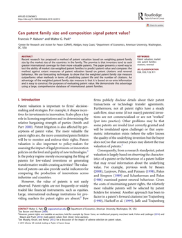 Can Patent Family Size and Composition Signal Patent Value? Francois P