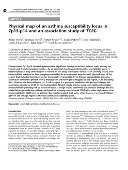 Physical Map of an Asthma Susceptibility Locus in 7P15-P14 and an Association Study of TCRG