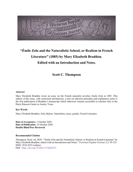 “Émile Zola and the Naturalistic School, Or Realism in French Literature” (1885) by Mary Elizabeth Braddon