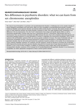 Sex Differences in Psychiatric Disorders: What We Can Learn from Sex Chromosome Aneuploidies