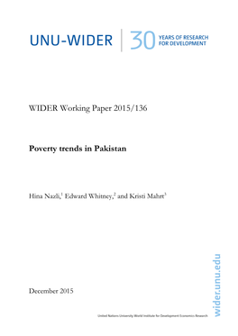Poverty Trends in Pakistan