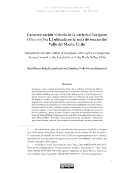 Caracterización Vitícola De La Variedad Carignan (Vitis Vinífera L.) Ubicada En La Zona De Secano Del Valle Del Maule, Chile1