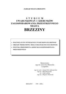 Studium Uwarunkowań I Kierunków Zagospodarowania Przestrzennego Miasta Brzeziny 1