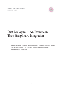 Dirt Dialogues – an Exercise in Transdisciplinary Integration
