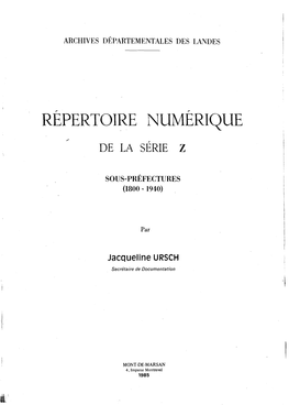 Sous-Préfectures (1800 -1940)