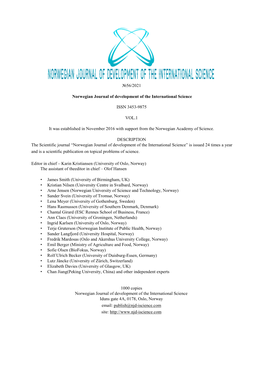 №56/2021 Norwegian Journal of Development of the International