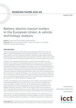 Battery Electric Tractor-Trailers in the European Union: a Vehicle Technology Analysis