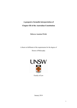 A Purposive Formalist Interpretation of Chapter III of the Australian