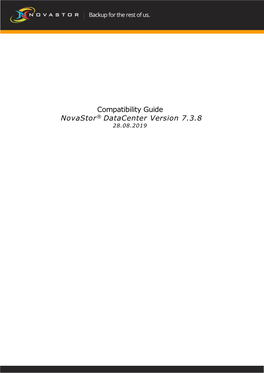 Compatibility Guide Novastor® Datacenter Version 7.3.8 28.08.2019