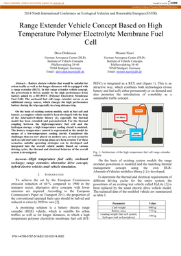 Range Extender Vehicle Concept Based on High Temperature Polymer Electrolyte Membrane Fuel Cell