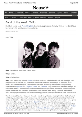 Band of the Week: Yello | Nouse
