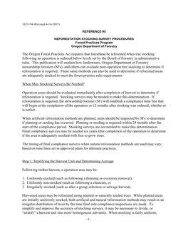 Reforestation Stocking Survey Instructions