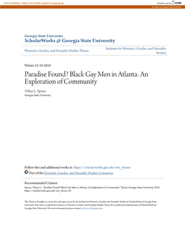 Black Gay Men in Atlanta: an Exploration of Community Tobias L