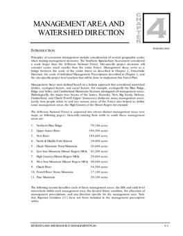 Management Area and Watershed Direction