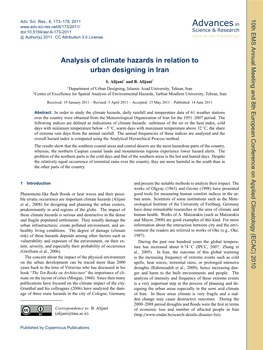 Sciences 0Hesana Etn N T Uoencneec Napidciaooy(CC 2010 (ECAC) Climatology Applied on Conference European 8Th and Meeting Annual EMS 10Th Adv