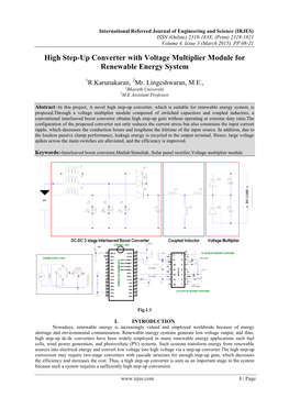 High Step-Up Converter with Voltage Multiplier Module for Renewable Energy System