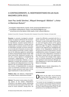 A Contracorriente: El Independentismo De Las Islas Baleares (1976-2011)