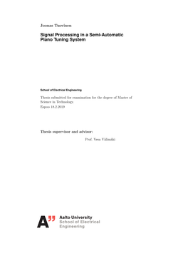 Signal Processing in a Semi-Automatic Piano Tuning System