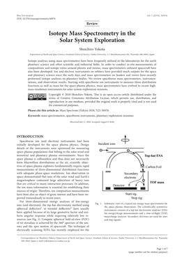 Isotope Mass Spectrometry in the Solar System Exploration