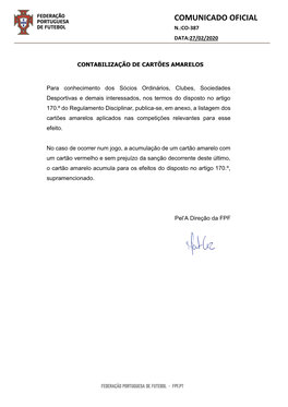 Comunicado Oficial N.:Co-387 Data:27/02/2020