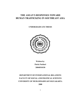 The Asean's Responses Toward Human Trafficking