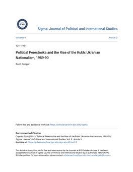 Political Perestroika and the Rise of the Rukh: Ukranian Nationalism, 1989-90