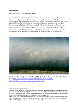 Werner Busch Schleiermacher Und Caspar David Friedrich1 Im