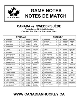 Game Notes Notes De Match