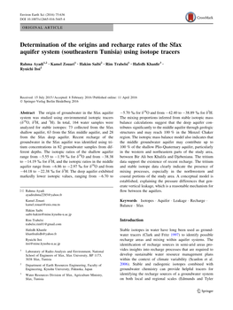 Southeastern Tunisia) Using Isotope Tracers
