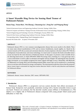 A Smart Wearable Ring Device for Sensing Hand Tremor of Parkinson's Patients