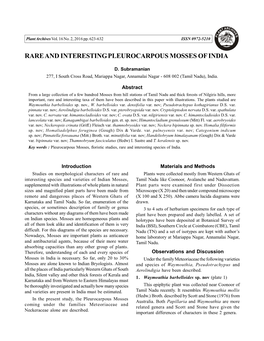Rare and Interesting Pleurocarpous Mosses of India