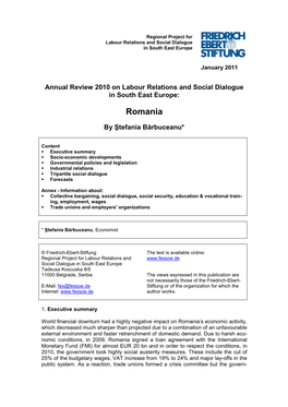 Annual Review 2010 on Labour Relations and Social Dialogue in South East Europe