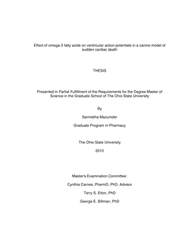 Effect of Omega-3 Fatty Acids on Ventricular Action Potentials in a Canine Model of Sudden Cardiac Death