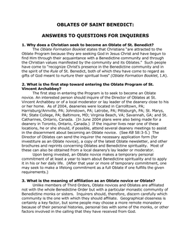 Answers to Questions for Inquirers