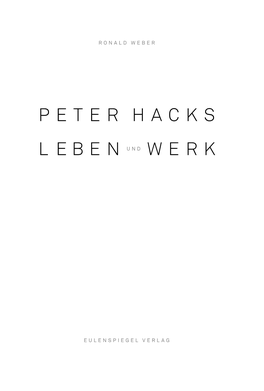 Peter Hacks Leben Werk