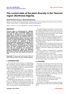 The Current State of the Plant Diversity in the Tlemcen Region (Northwest Algeria)