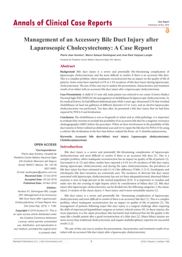 Management of an Accessory Bile Duct Injury After Laparoscopic Cholecystectomy: a Case Report