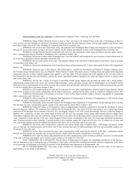 HOUSE RESOLUTION NO. 2001-4653, by Representatives Hankins, Fisher, Armstrong, Lisk and Hunt WHEREAS, Sidney Wallace Morrison, K