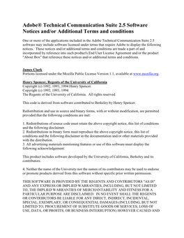 Adobe® Technical Communication Suite 2.5 Software Notices And/Or Additional Terms and Conditions