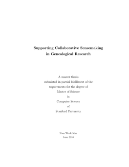 Supporting Collaborative Sensemaking in Genealogical Research