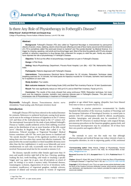 Is There Any Role of Physiotherapy in Fothergill's Disease?