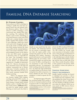 Familial DNA Database Searching