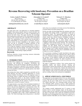 Revenue Recovering with Insolvency Prevention on a Brazilian Telecom Operator Carlos André R