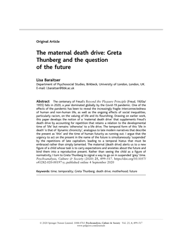 "The Maternal Death Drive: Greta Thunberg and the Question of the Future" (2020)