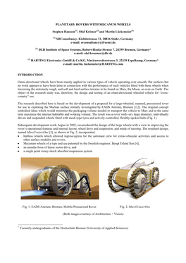 PLANETARY ROVERS with MECANUM WHEELS Stephen